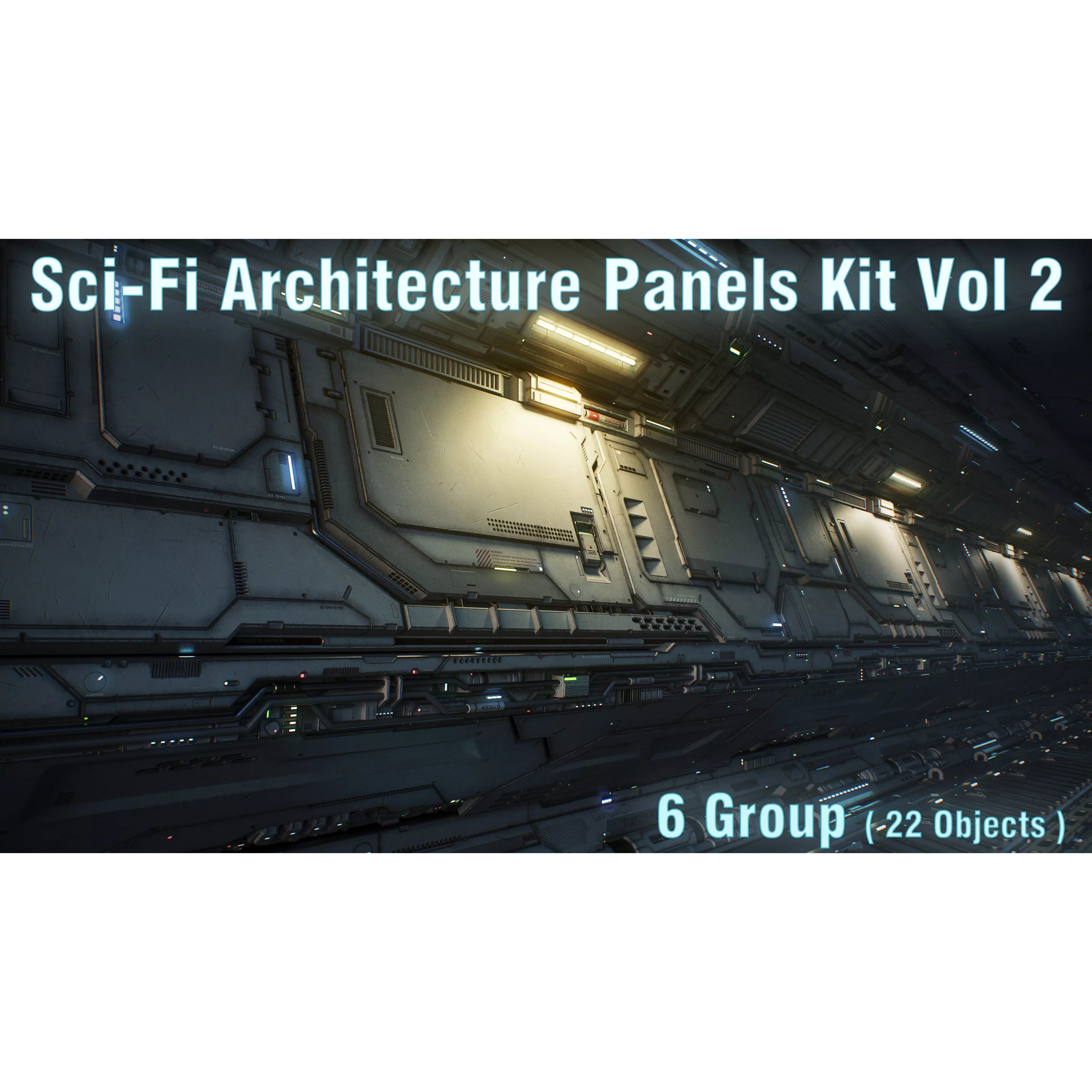 Sci-Fi Architecture Panels Kit Vol 02 - Low-Poly Game-Ready 3D Model - View 2