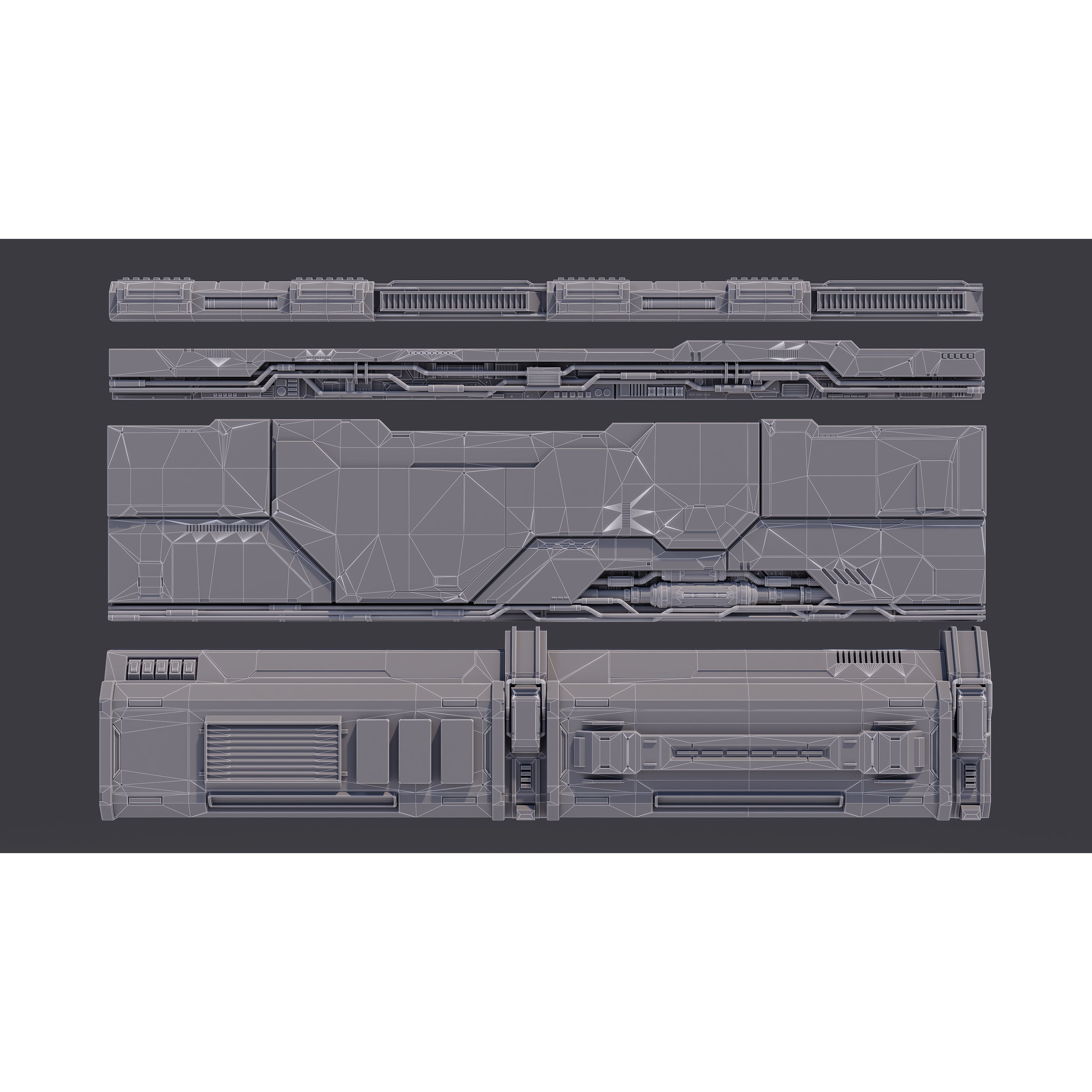 Sci-Fi Architecture Panels Kit Vol 02 - Low-Poly Game-Ready 3D Model - View 20