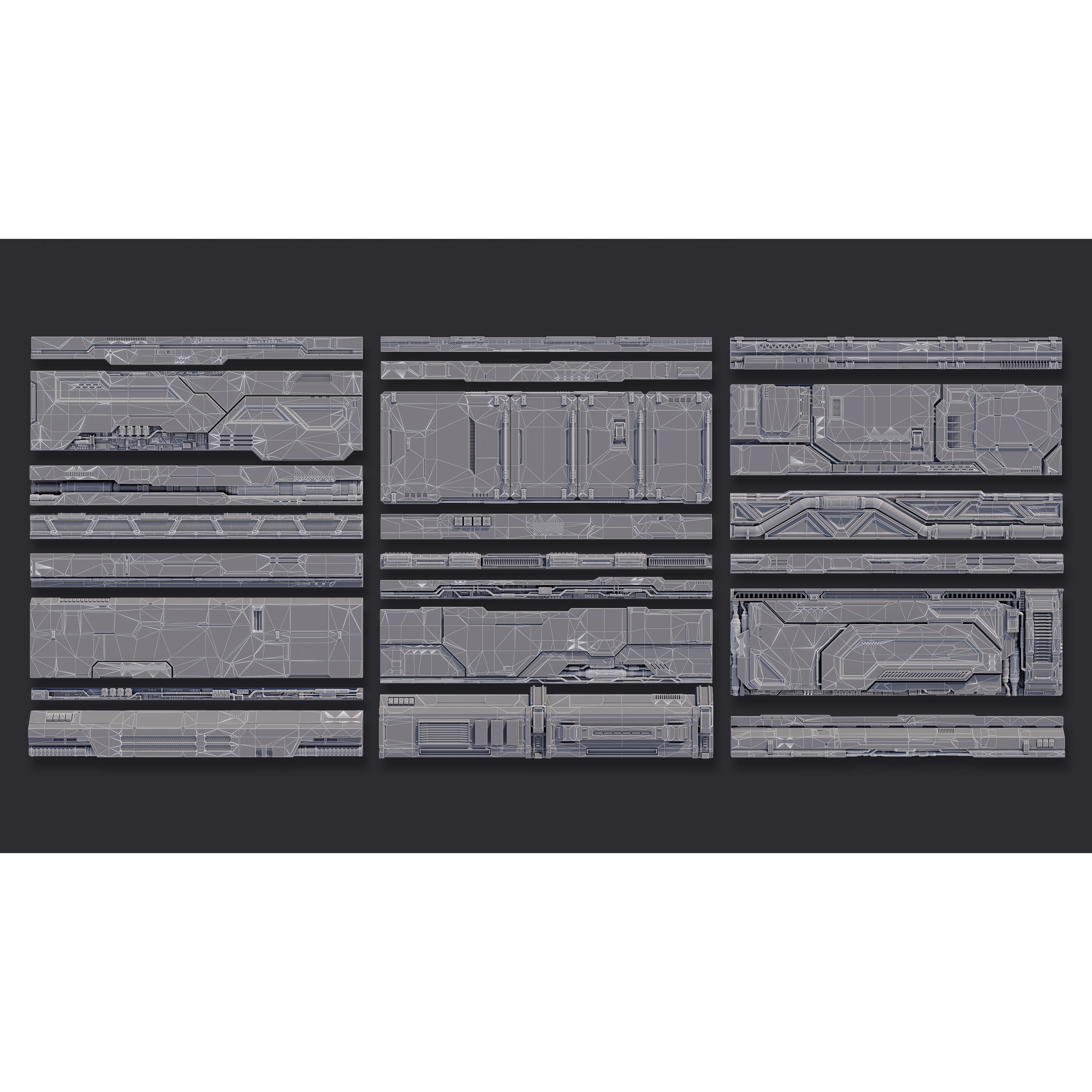 Sci-Fi Architecture Panels Kit Vol 02 - Low-Poly Game-Ready 3D Model - View 4