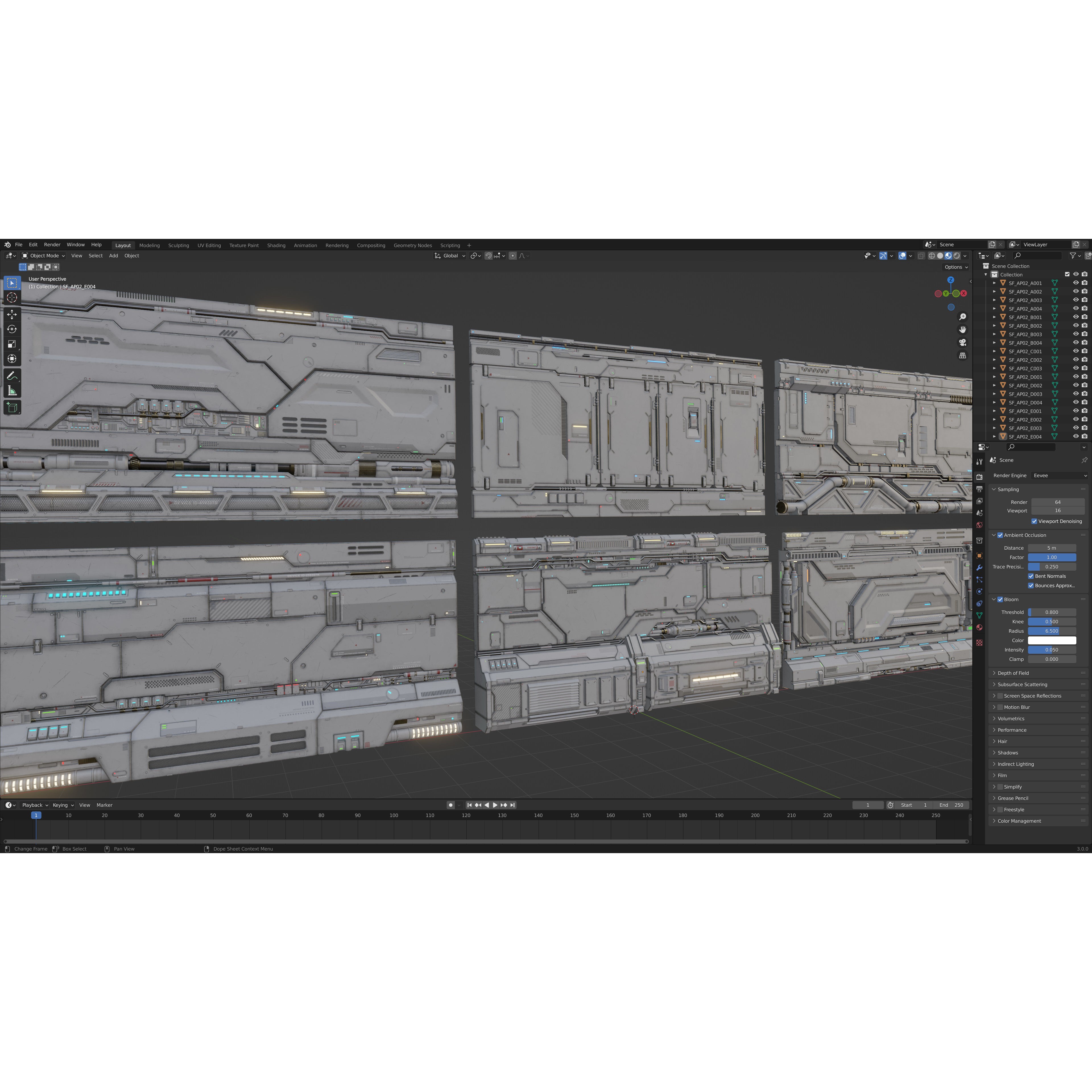 Sci-Fi Architecture Panels Kit Vol 02 - Low-Poly Game-Ready 3D Model - View 8