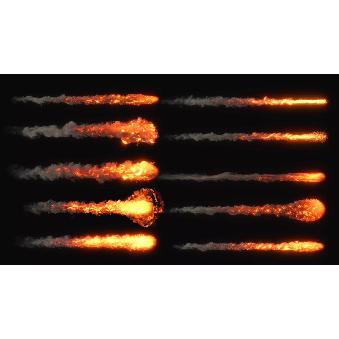 High Resolution Smoke Fire Trail Animations 3D Model – VDB & FBX Formats - View 2
