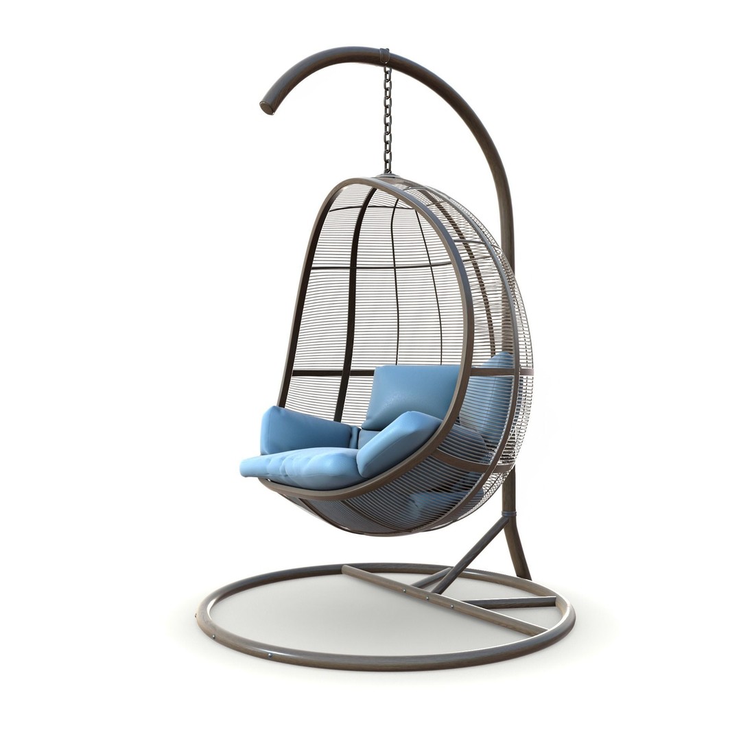 Swing Chair 3D Model – Low Poly Furniture Asset, PBR Textures - View 10
