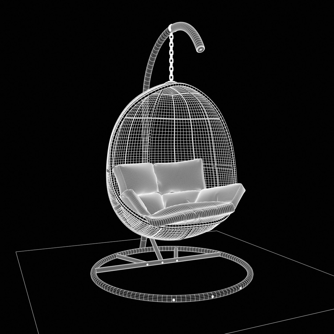 Swing Chair 3D Model – Low Poly Furniture Asset, PBR Textures - View 11