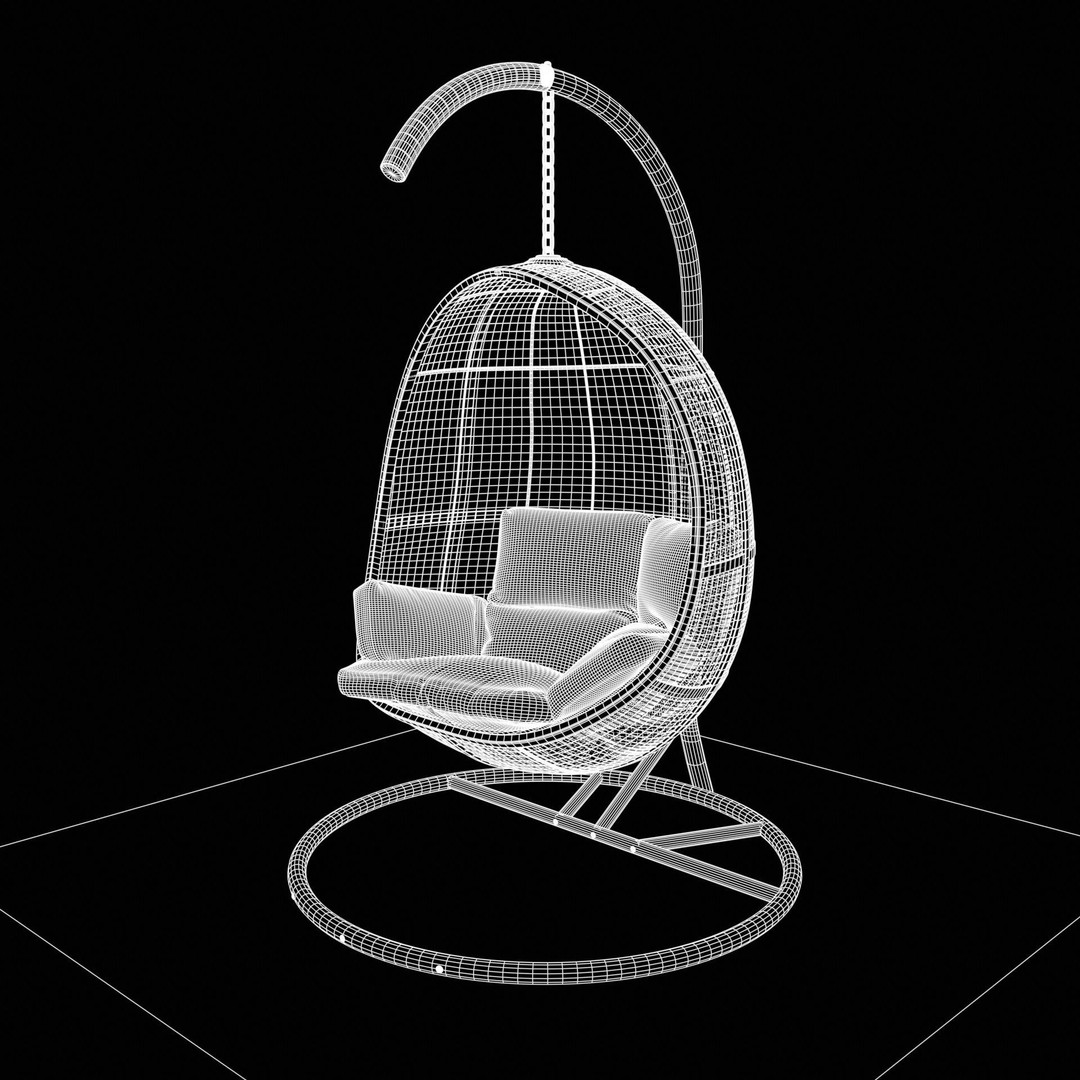 Swing Chair 3D Model – Low Poly Furniture Asset, PBR Textures - View 15