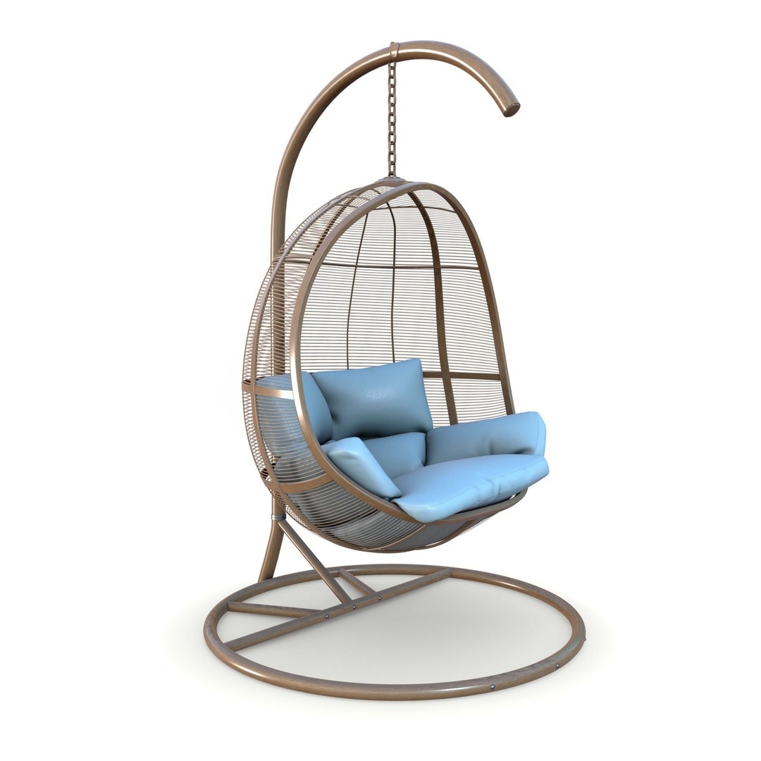Swing Chair 3D Model – Low Poly Furniture Asset, PBR Textures - View 7