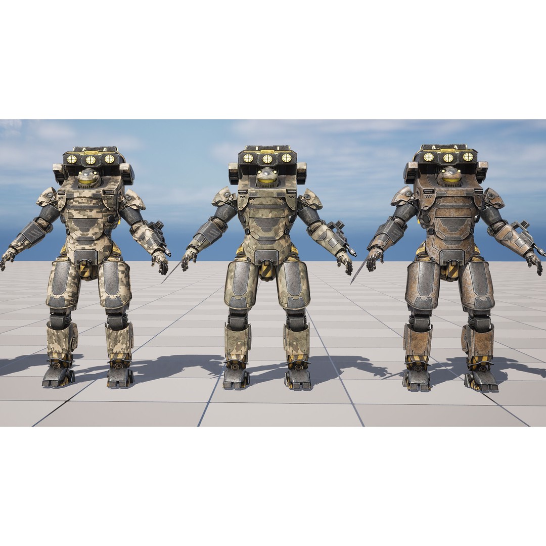 Sci-Fi Robot 3D Model – Low Poly Rigged Character with PBR Textures