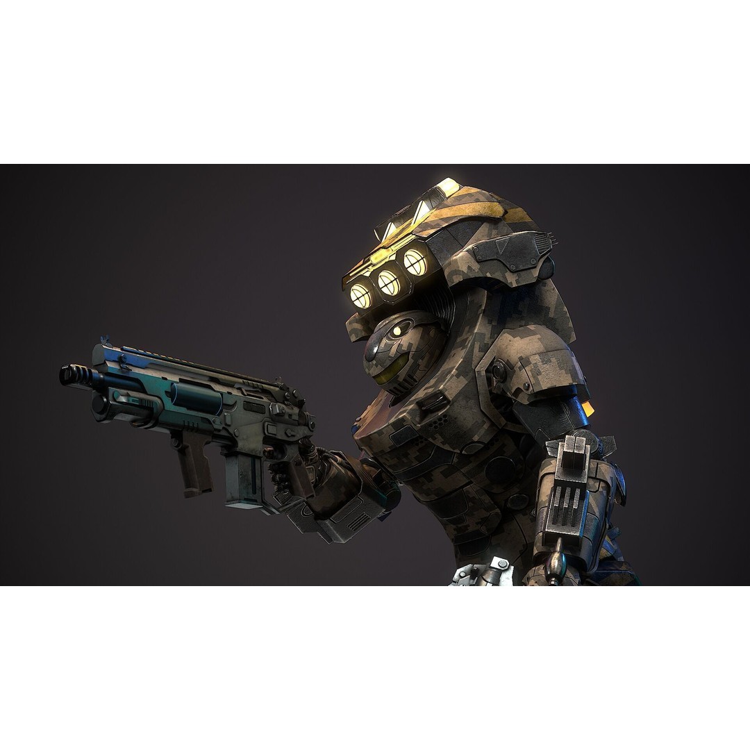 Sci-Fi Robot 3D Model – Low Poly Rigged Character with PBR Textures - View 10
