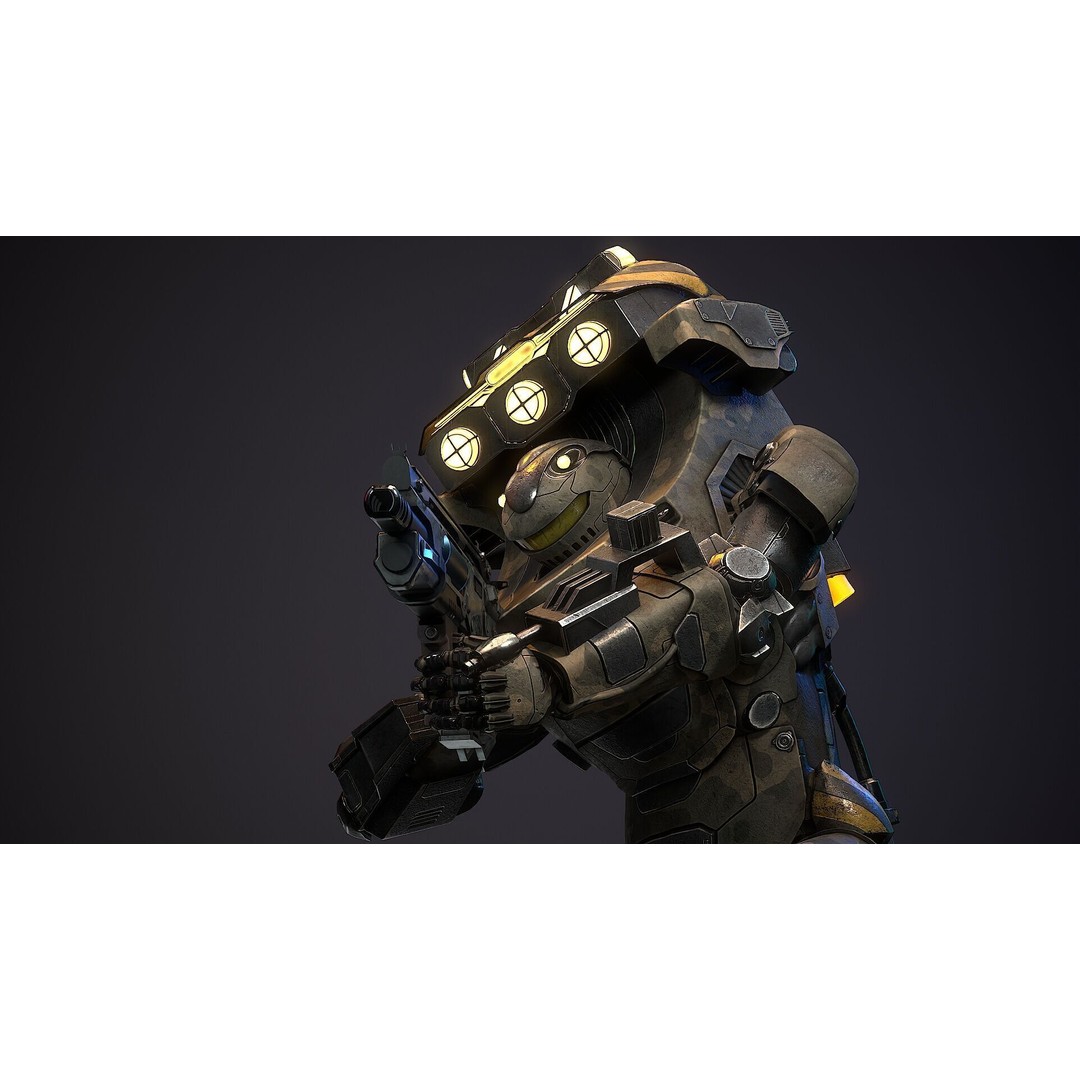 Sci-Fi Robot 3D Model – Low Poly Rigged Character with PBR Textures - View 11