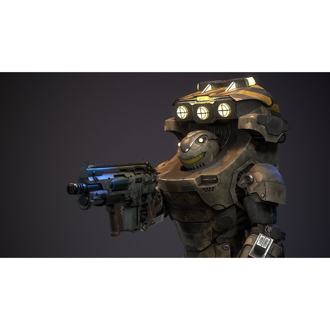 Sci-Fi Robot 3D Model – Low Poly Rigged Character with PBR Textures - View 12