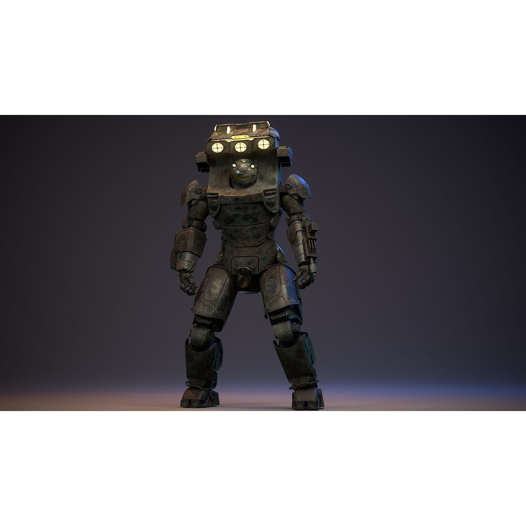 Sci-Fi Robot 3D Model – Low Poly Rigged Character with PBR Textures - View 13