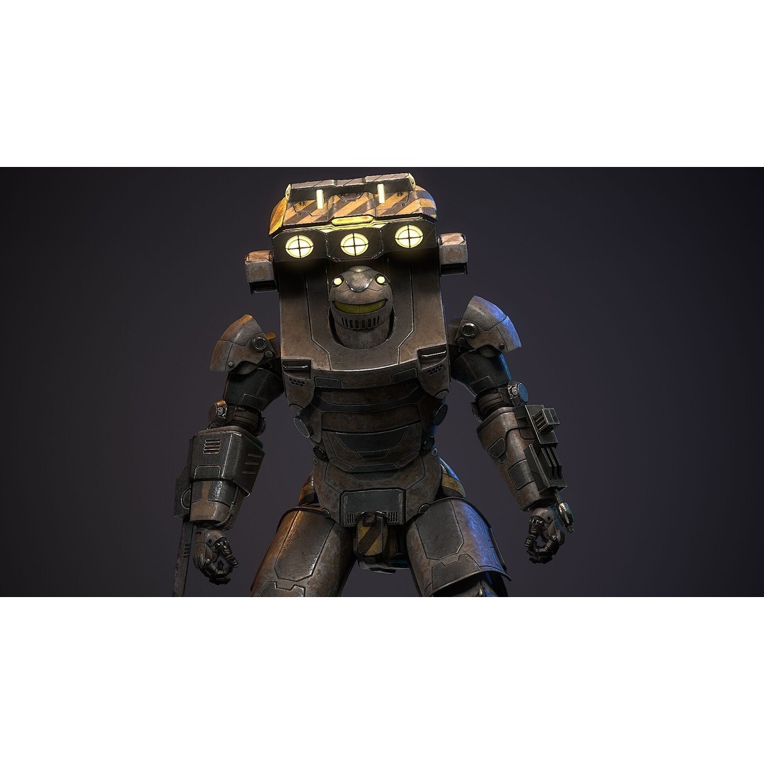 Sci-Fi Robot 3D Model – Low Poly Rigged Character with PBR Textures - View 14