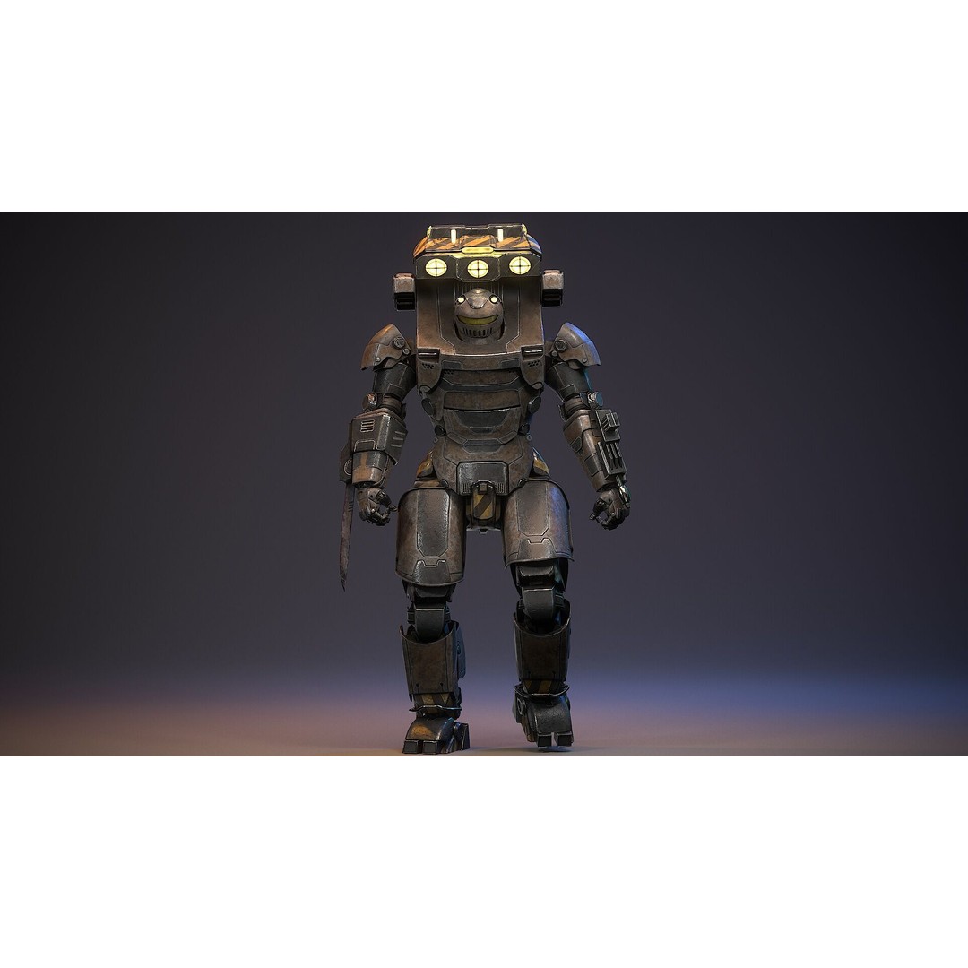 Sci-Fi Robot 3D Model – Low Poly Rigged Character with PBR Textures - View 15