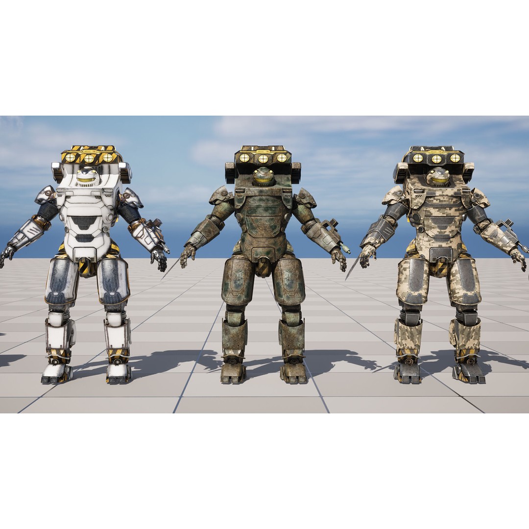 Sci-Fi Robot 3D Model – Low Poly Rigged Character with PBR Textures - View 18