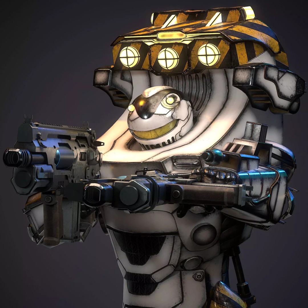 Sci-Fi Robot 3D Model – Low Poly Rigged Character with PBR Textures - View 2