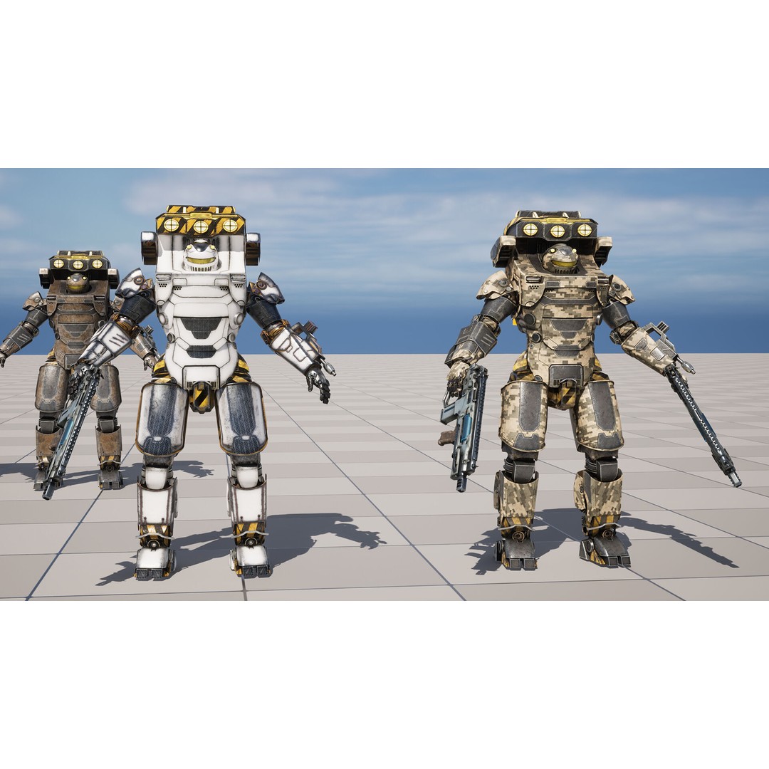 Sci-Fi Robot 3D Model – Low Poly Rigged Character with PBR Textures - View 20