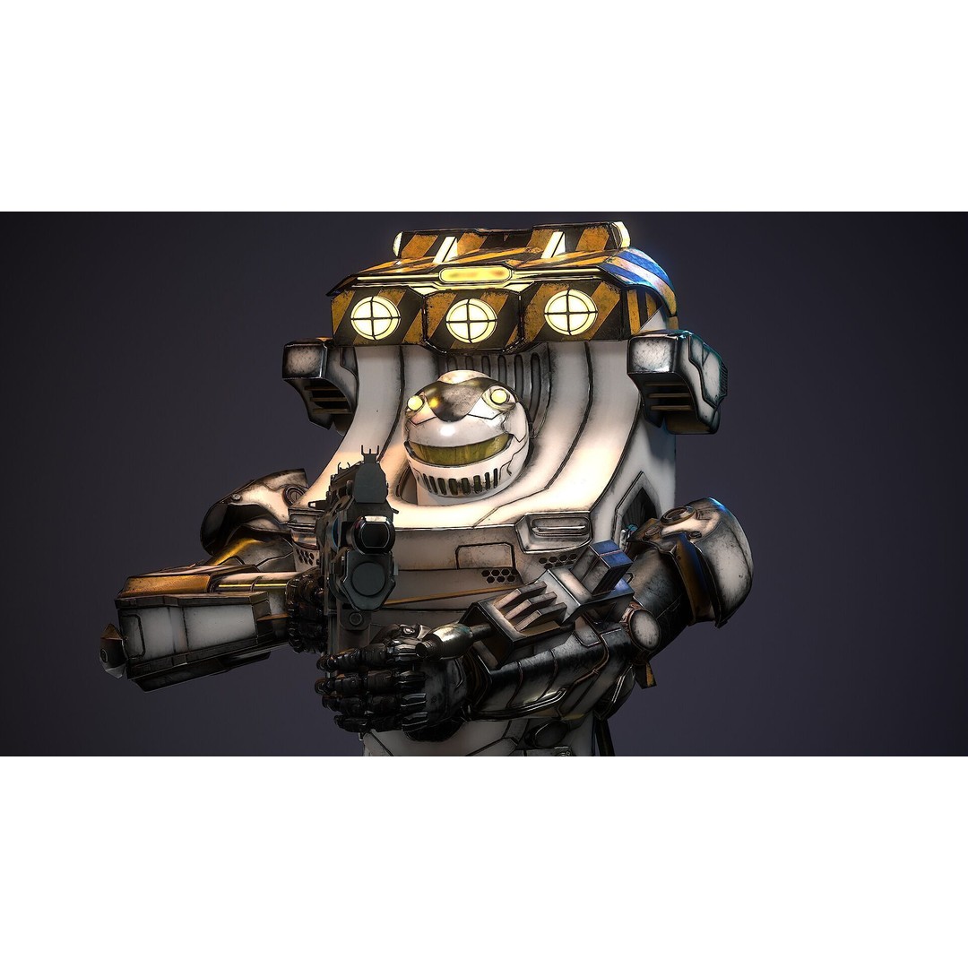 Sci-Fi Robot 3D Model – Low Poly Rigged Character with PBR Textures - View 3