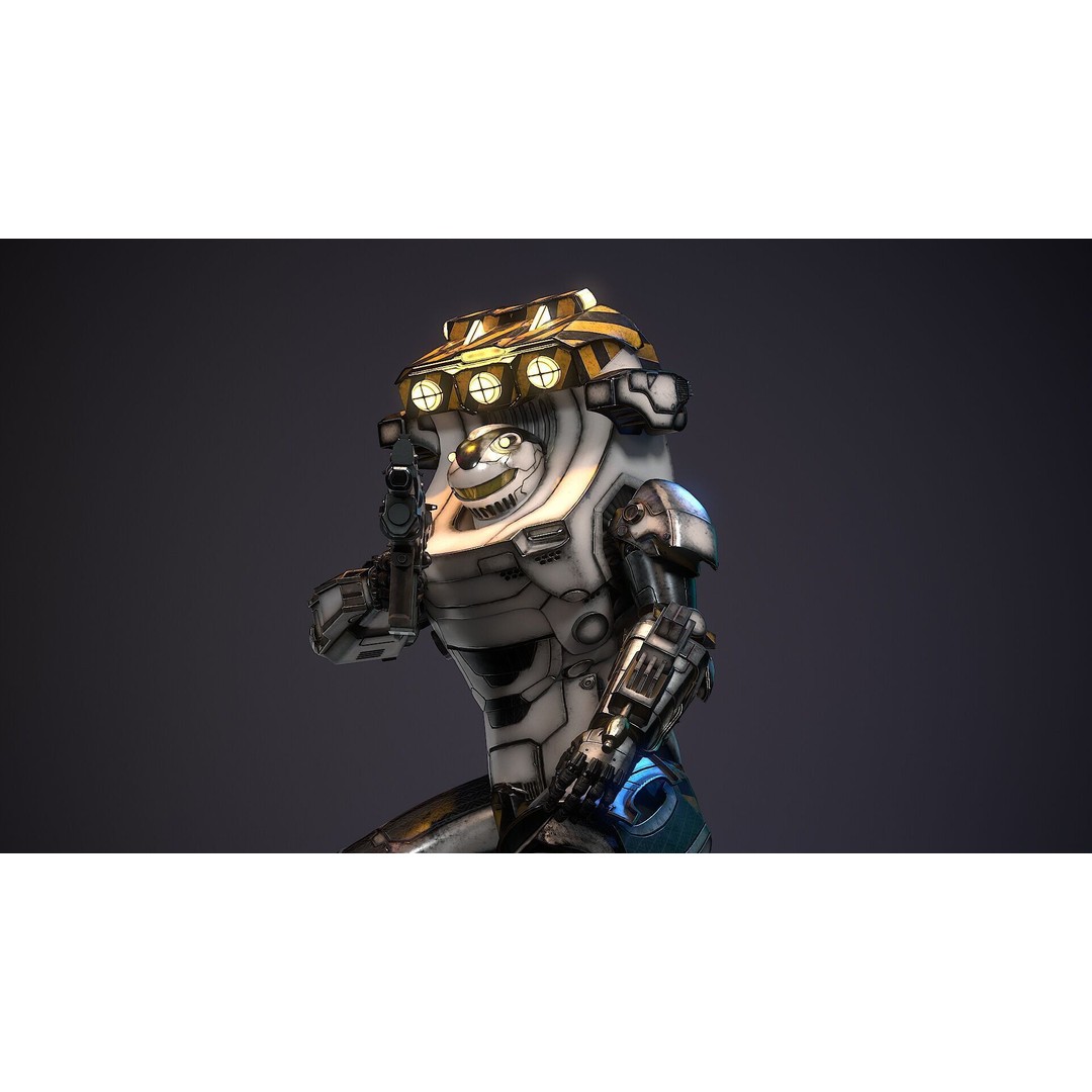 Sci-Fi Robot 3D Model – Low Poly Rigged Character with PBR Textures - View 5