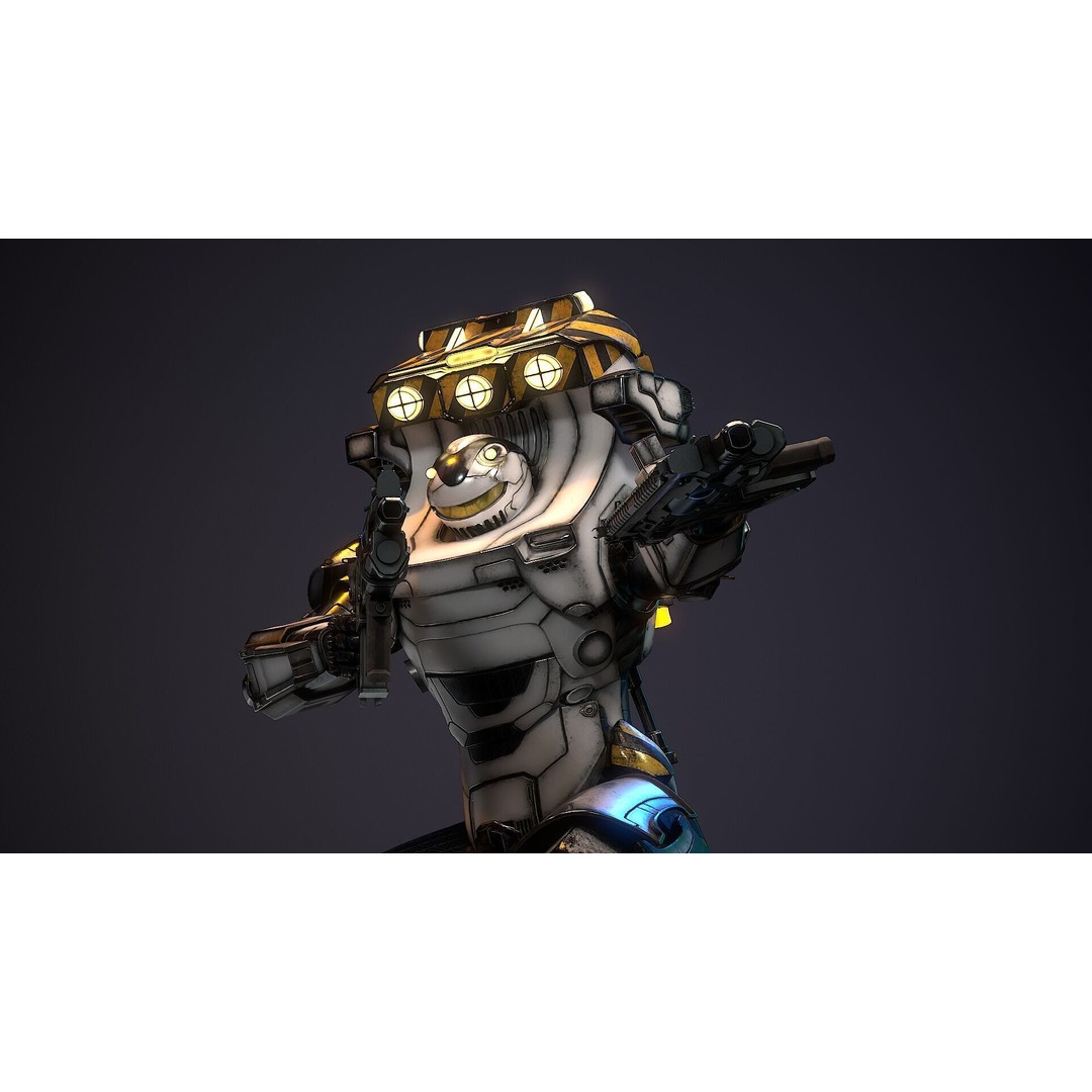 Sci-Fi Robot 3D Model – Low Poly Rigged Character with PBR Textures - View 6