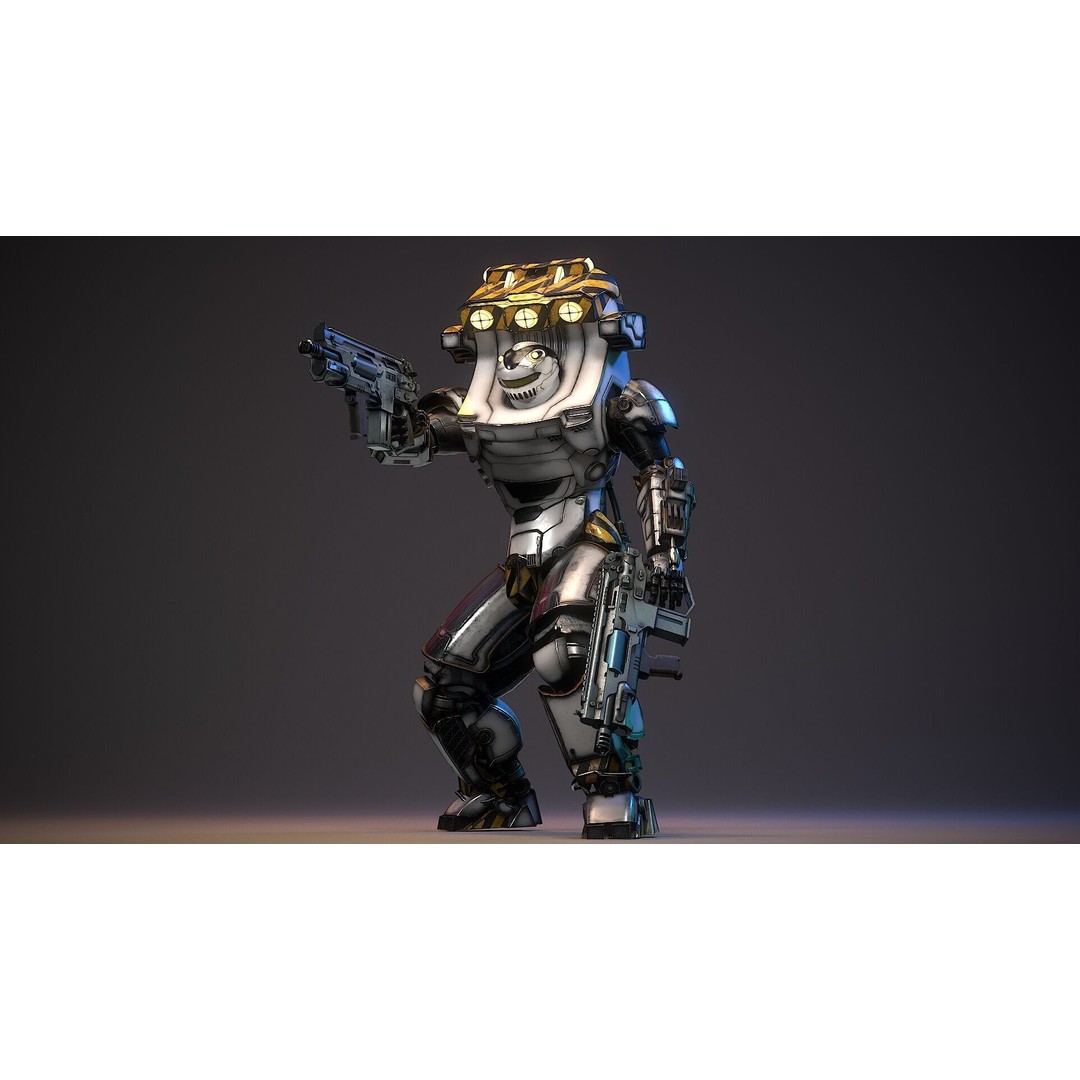 Sci-Fi Robot 3D Model – Low Poly Rigged Character with PBR Textures - View 7