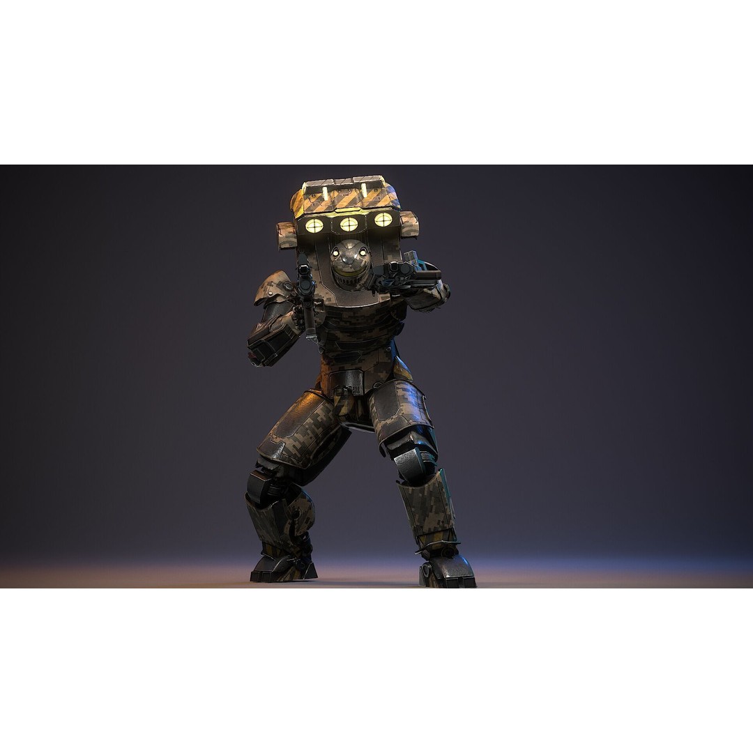 Sci-Fi Robot 3D Model – Low Poly Rigged Character with PBR Textures - View 8