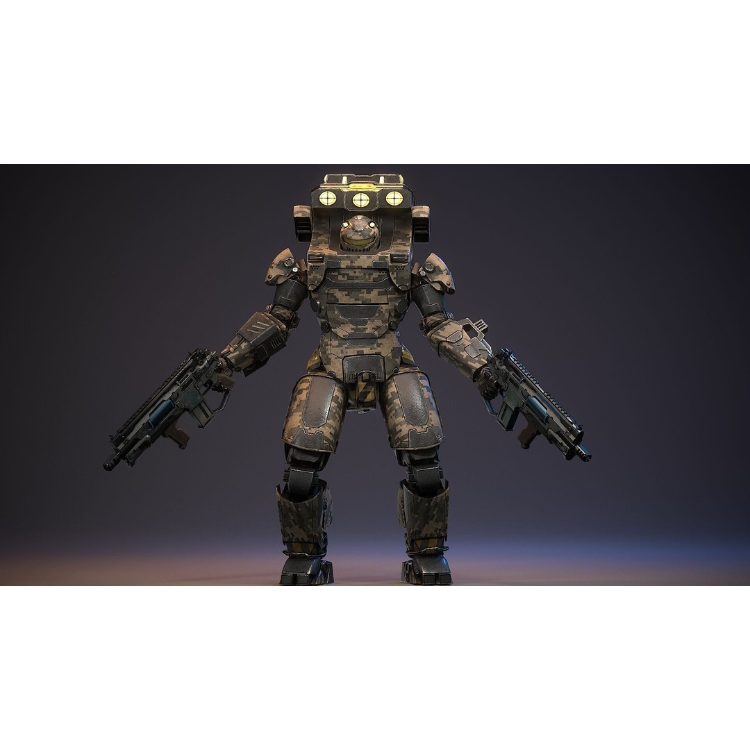 Sci-Fi Robot 3D Model – Low Poly Rigged Character with PBR Textures - View 9