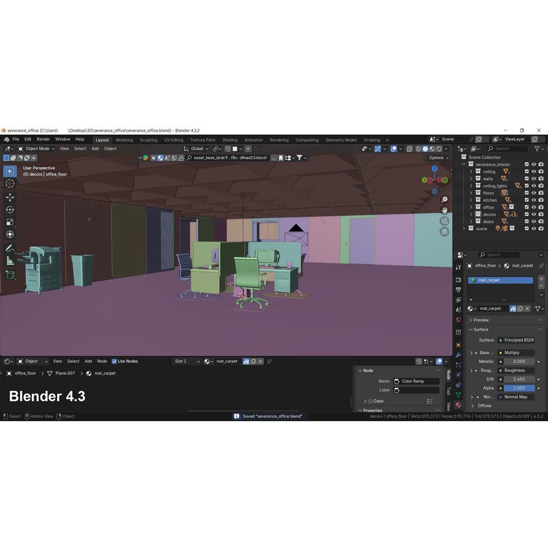 Severance Office 3D Model – High-Quality Architectural Asset, FBX, OBJ