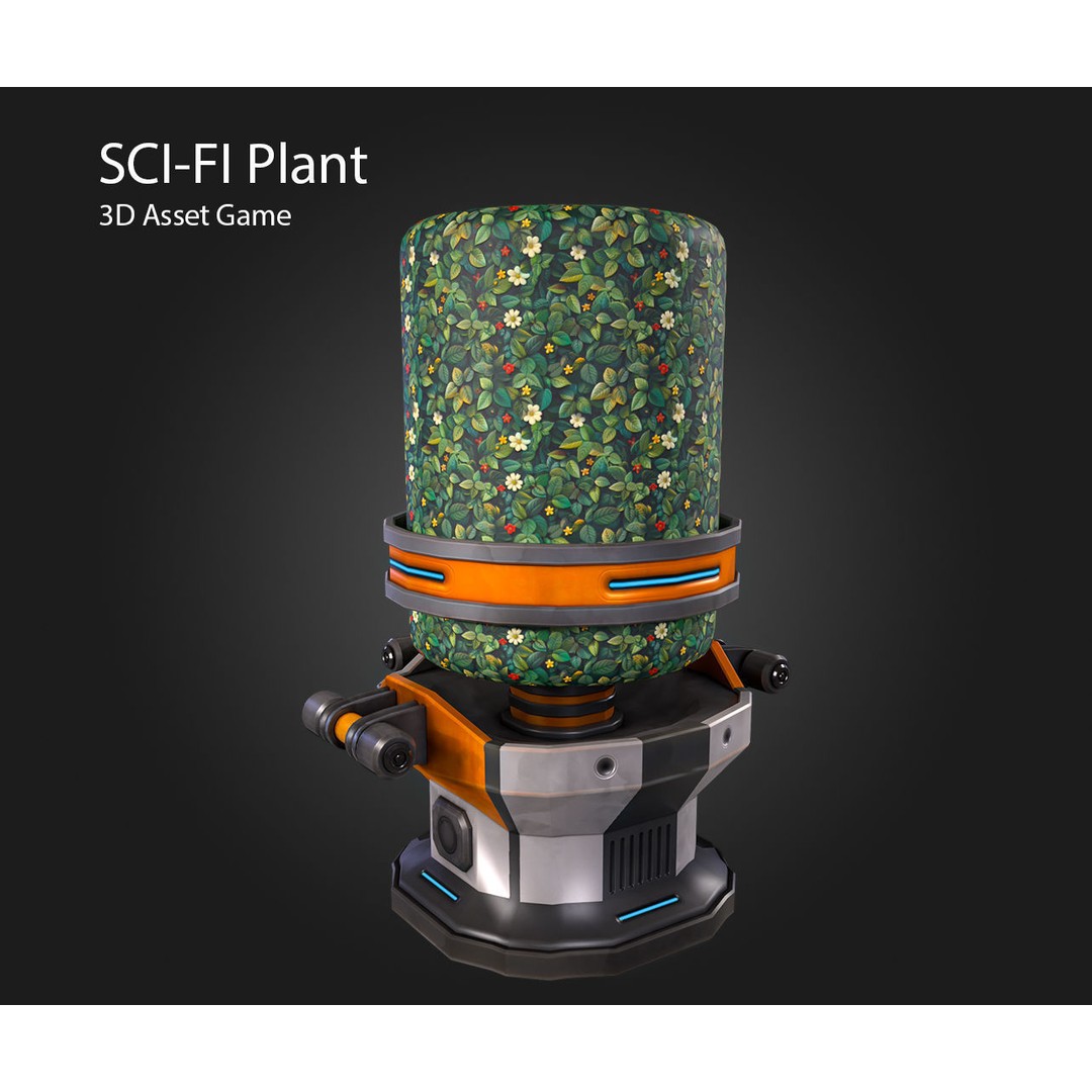 Sci-Fi Plant 3D Model – Low Poly PBR Game Asset, FBX & OBJ - View 13