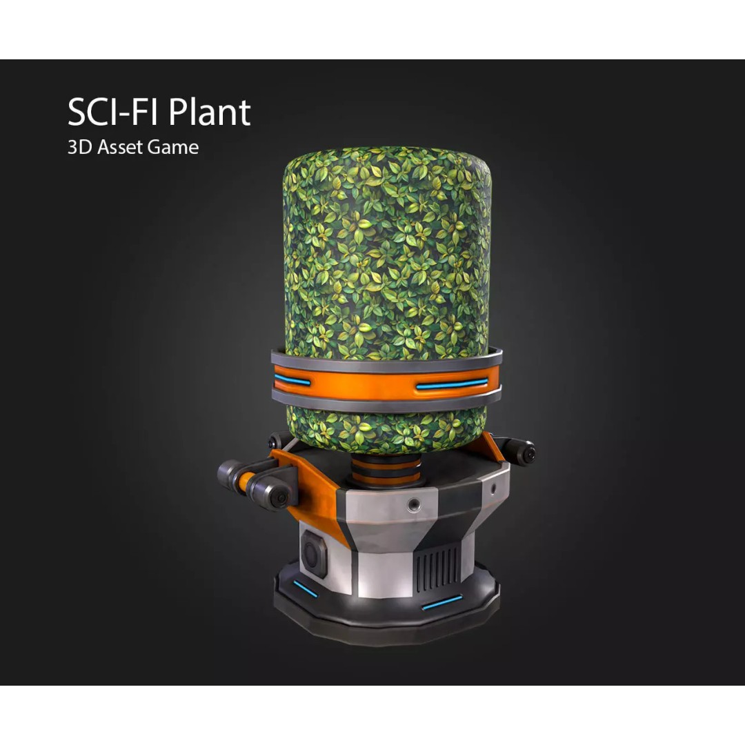 Sci-Fi Plant 3D Model – Low Poly PBR Game Asset, FBX & OBJ - View 2