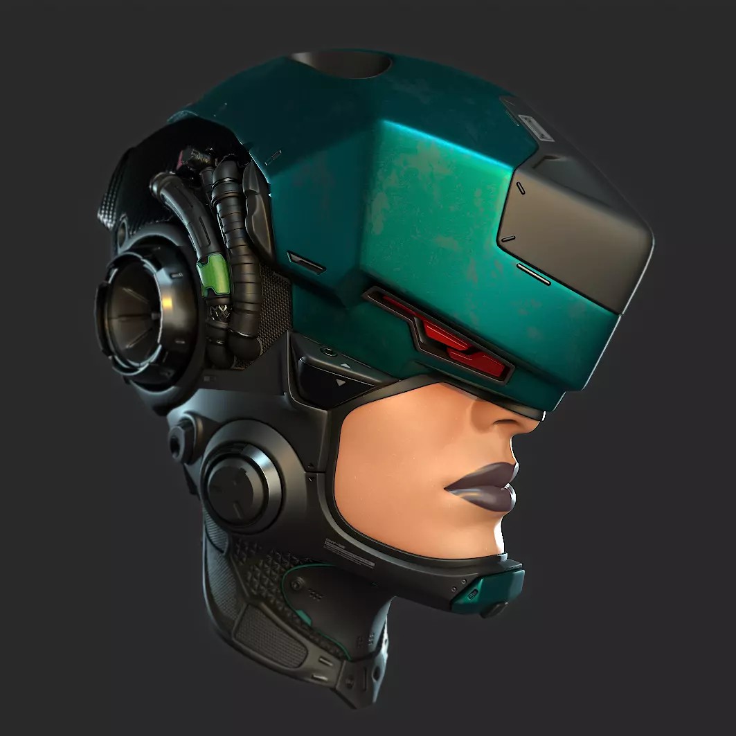 Sci-Fi Helmet 3D Model – High Poly Character Asset, PBR Textures - View 2