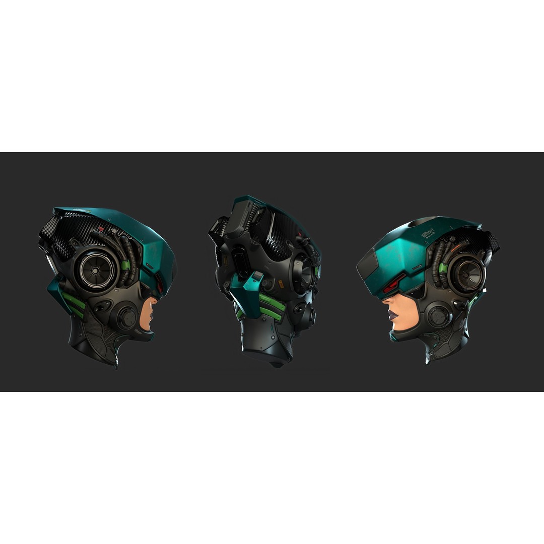 Sci-Fi Helmet 3D Model – High Poly Character Asset, PBR Textures - View 4