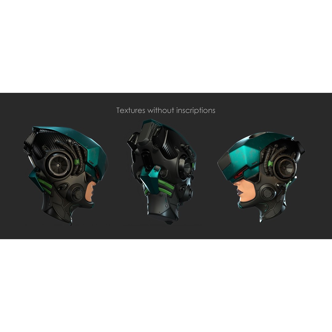 Sci-Fi Helmet 3D Model – High Poly Character Asset, PBR Textures - View 5