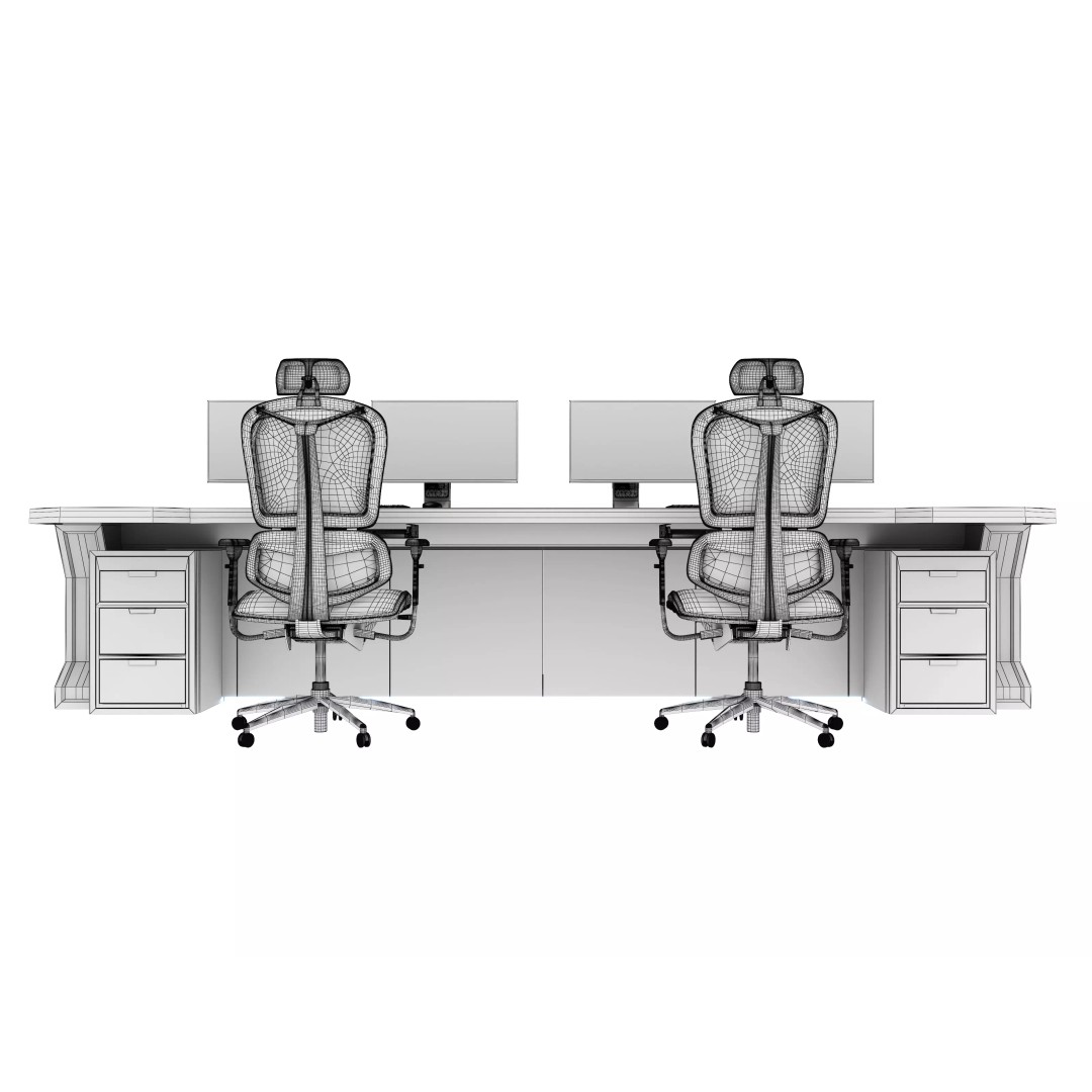 Control Room Desk 3D Model – Realistic Low Poly Table, FBX, OBJ