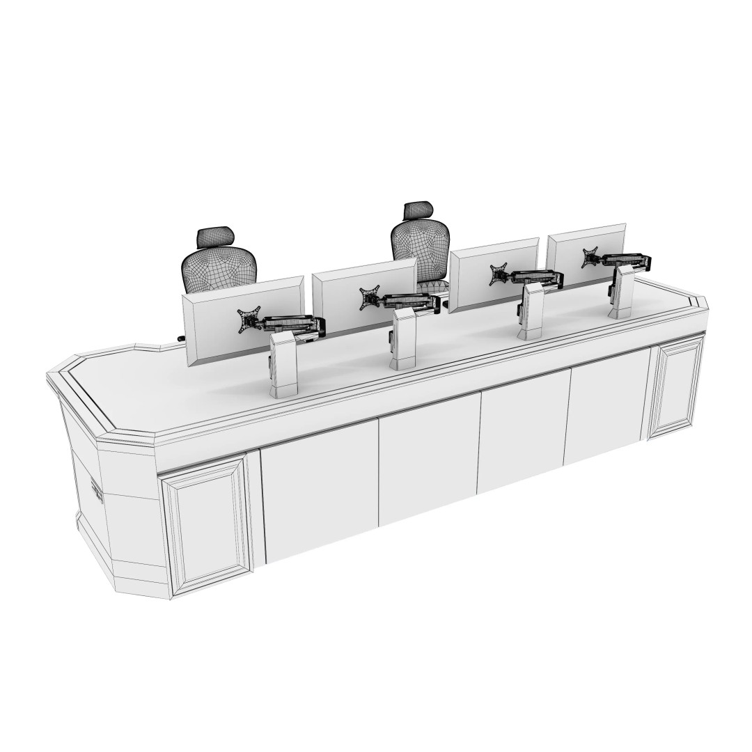 Control Room Desk 3D Model – Realistic Low Poly Table, FBX, OBJ - View 18