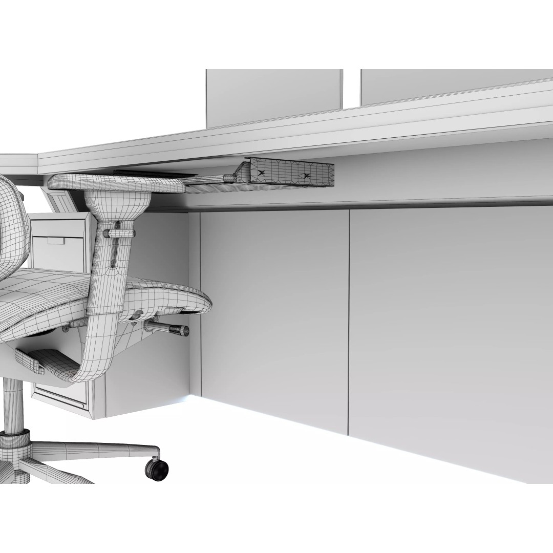 Control Room Desk 3D Model – Realistic Low Poly Table, FBX, OBJ - View 22