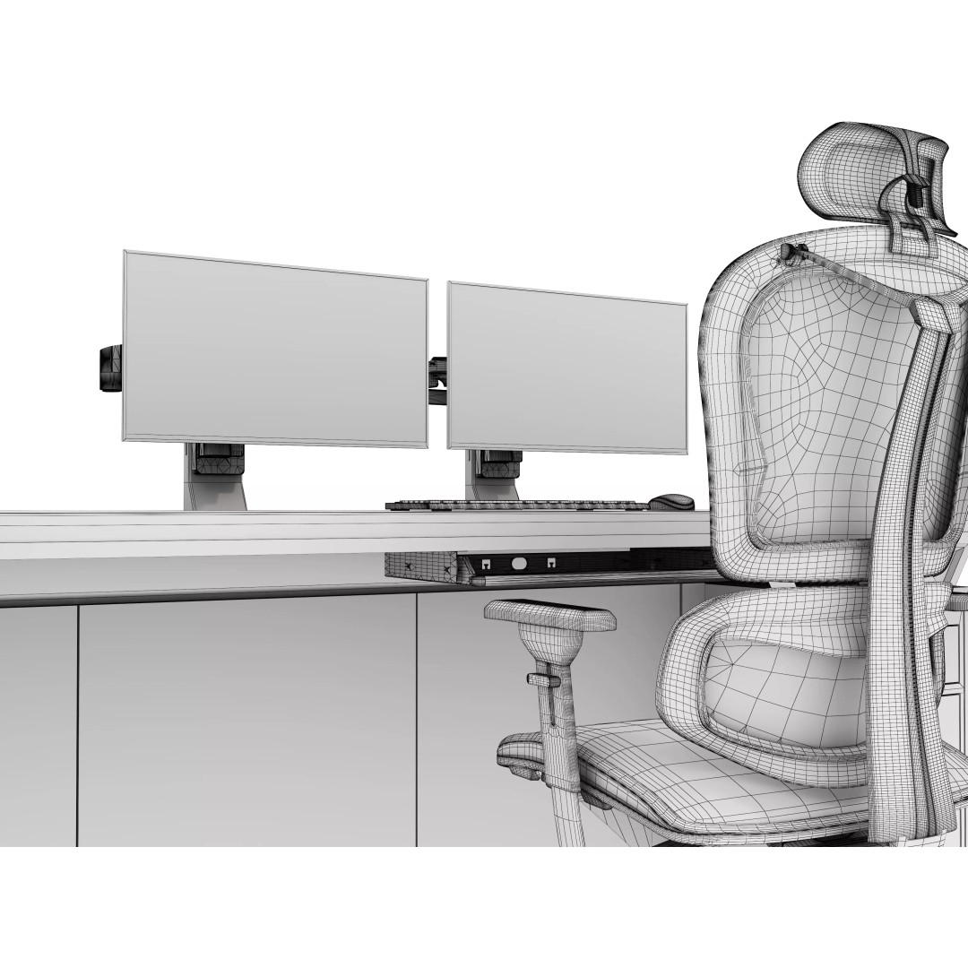 Control Room Desk 3D Model – Realistic Low Poly Table, FBX, OBJ - View 23
