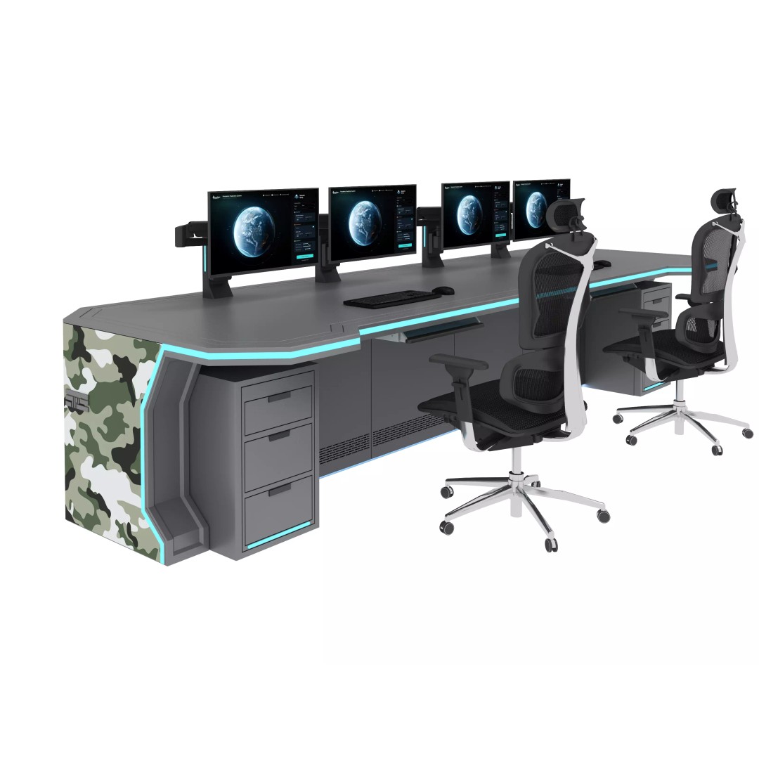 Control Room Desk 3D Model – Realistic Low Poly Table, FBX, OBJ - View 3