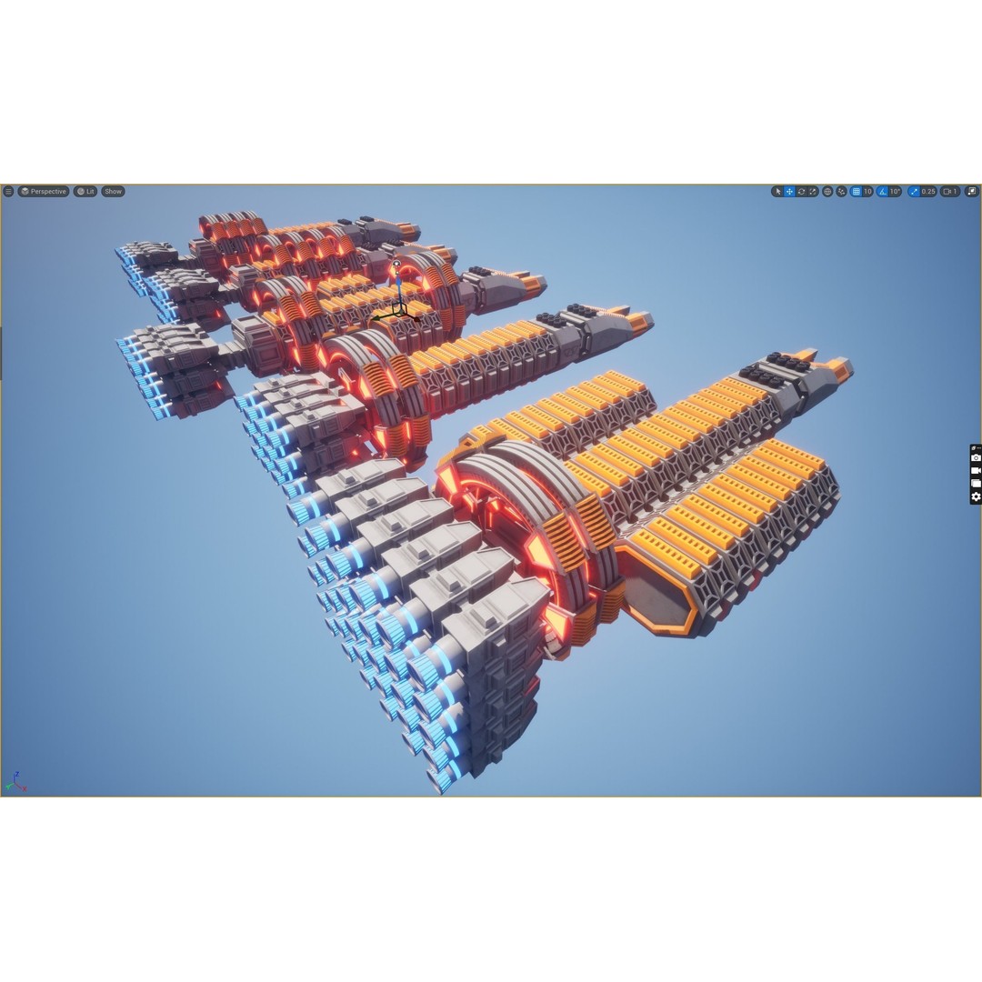 Modular Spaceship Two 3D Model – Low Poly PBR Game Asset, FBX