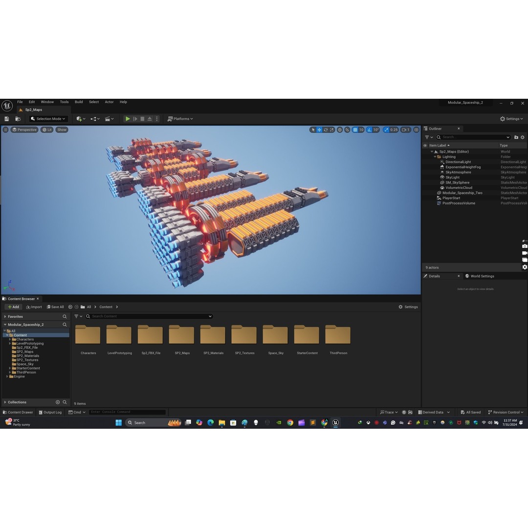 Modular Spaceship Two 3D Model – Low Poly PBR Game Asset, FBX - View 22