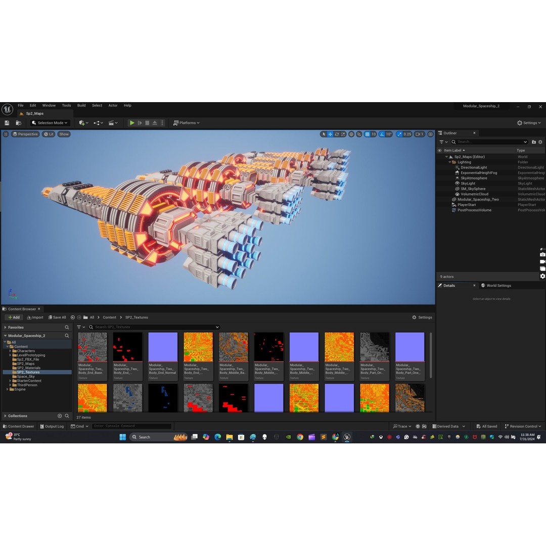 Modular Spaceship Two 3D Model – Low Poly PBR Game Asset, FBX - View 23