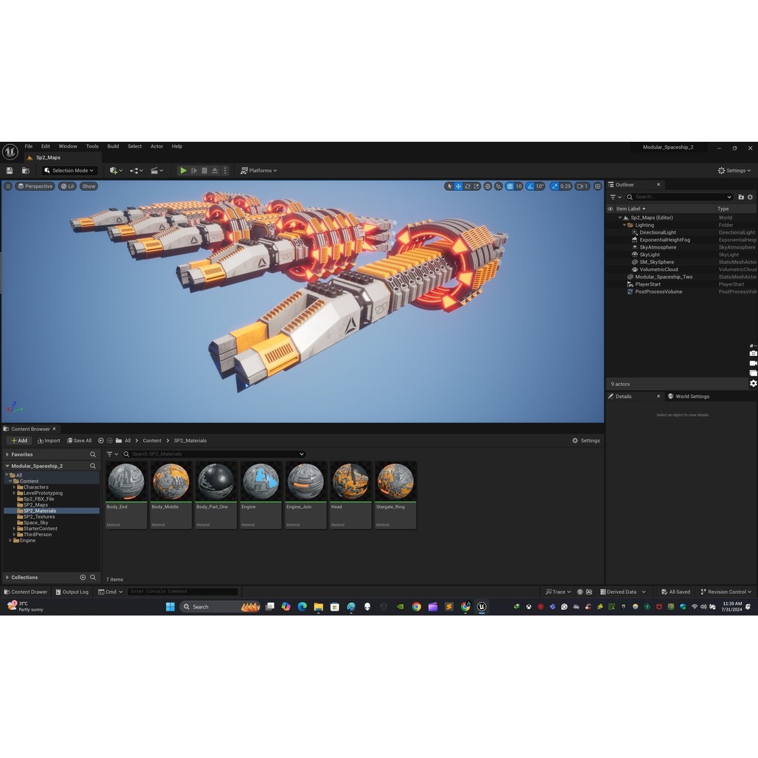 Modular Spaceship Two 3D Model – Low Poly PBR Game Asset, FBX - View 24