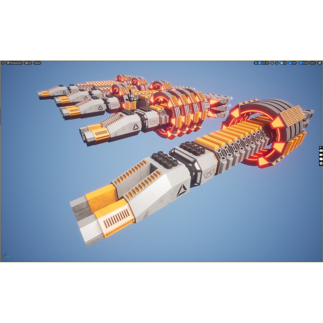 Modular Spaceship Two 3D Model – Low Poly PBR Game Asset, FBX - View 27