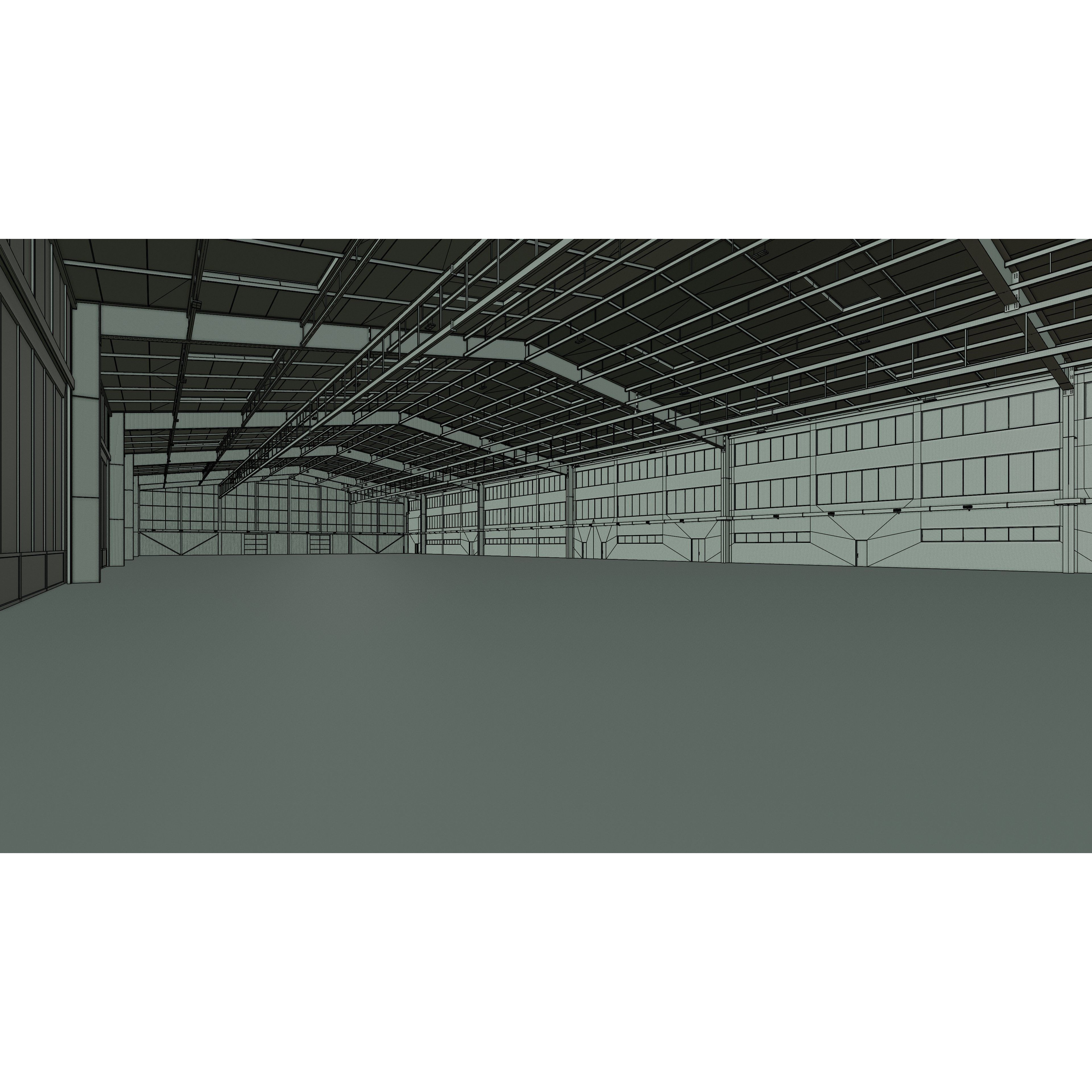 Airplane Hangar Interior 13 - Low-Poly Game-Ready 3D Model