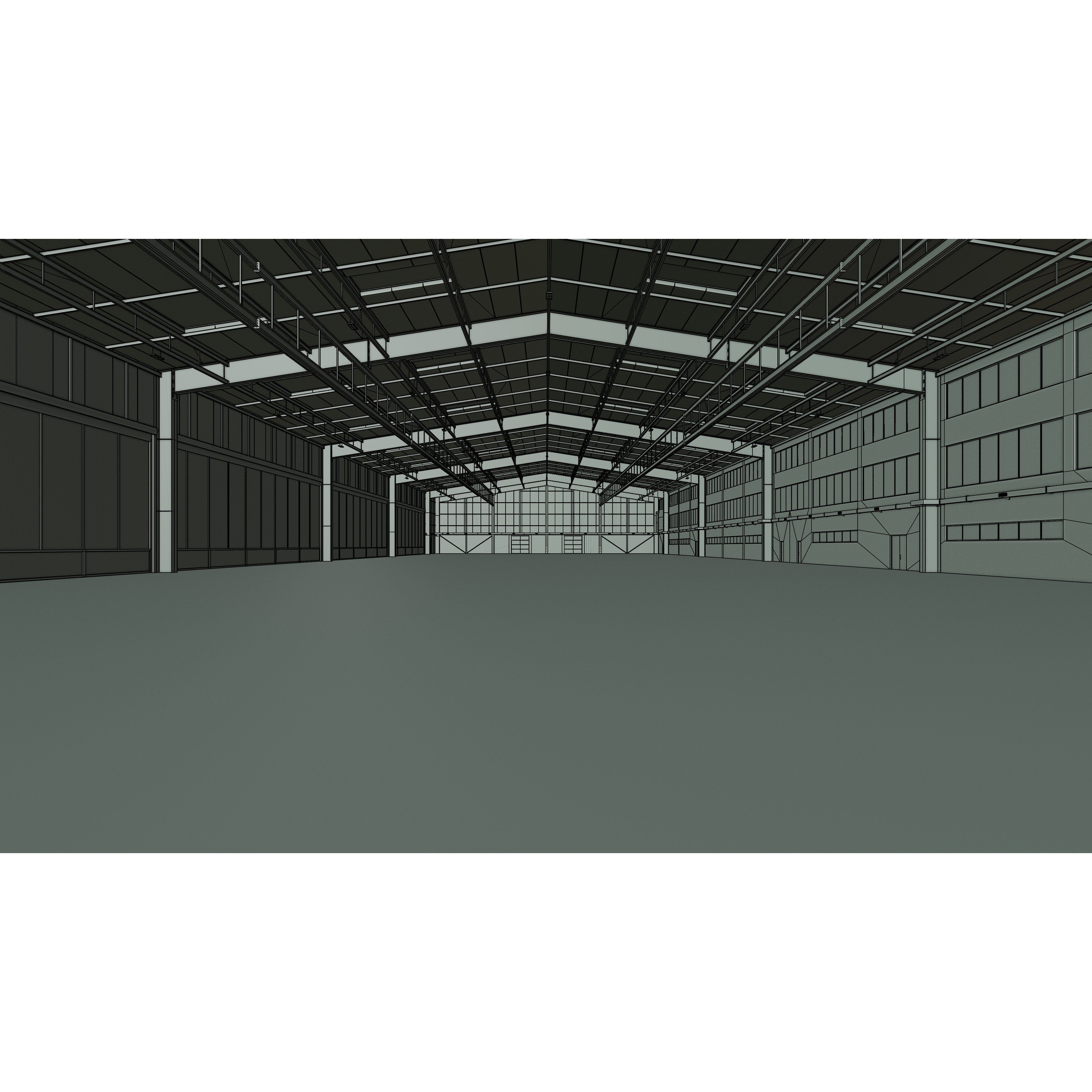 Airplane Hangar Interior 13 - Low-Poly Game-Ready 3D Model - View 12