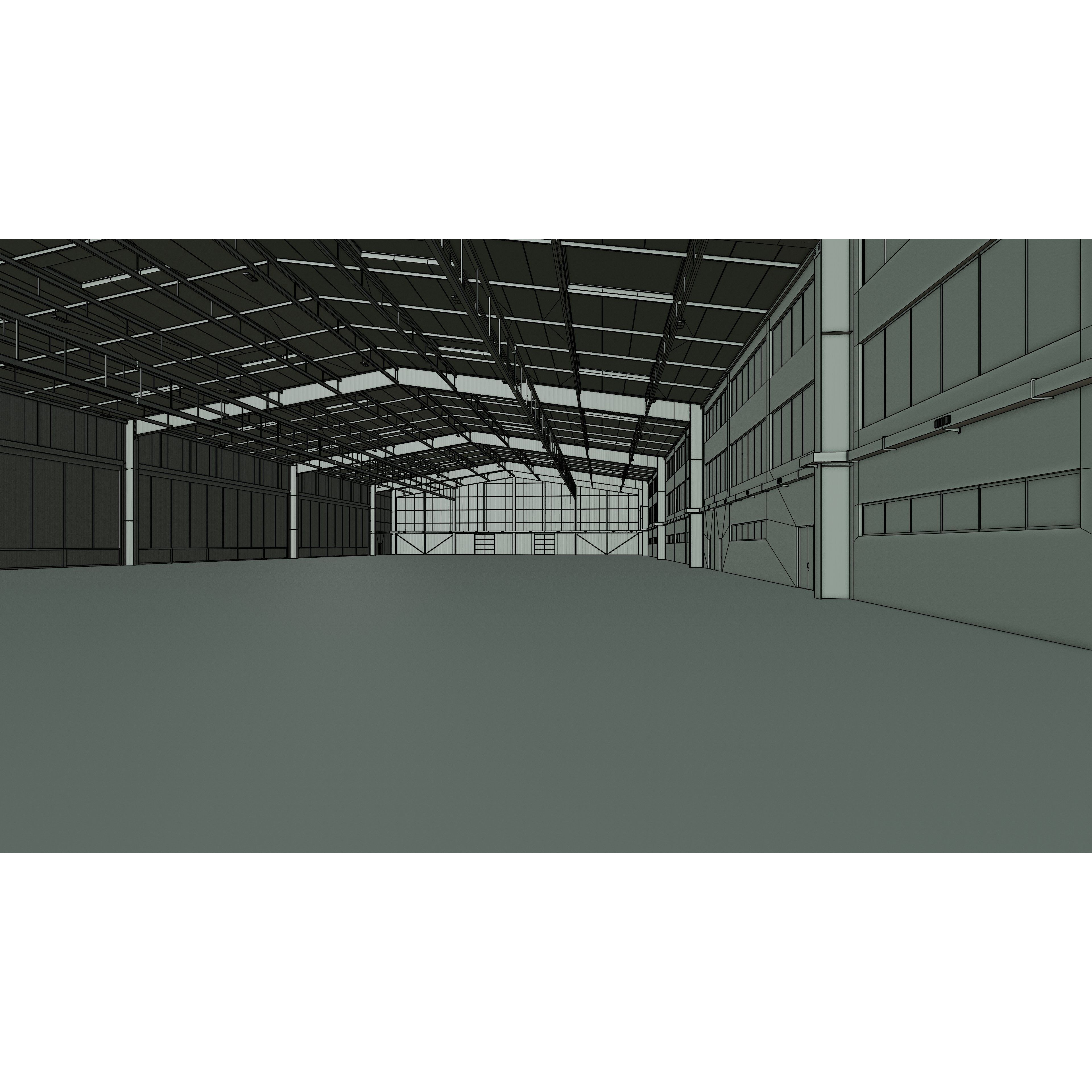 Airplane Hangar Interior 13 - Low-Poly Game-Ready 3D Model - View 14