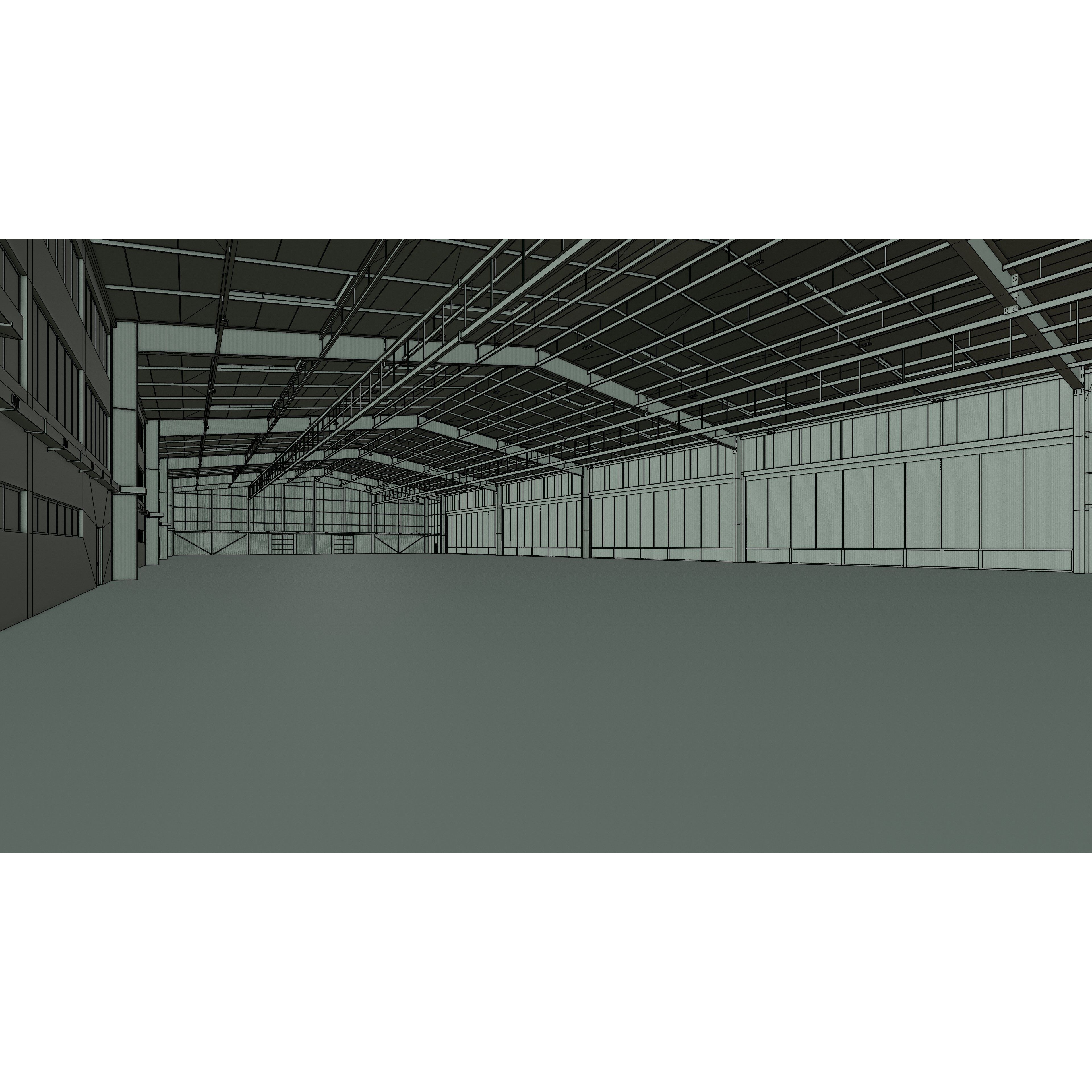 Airplane Hangar Interior 13 - Low-Poly Game-Ready 3D Model - View 17