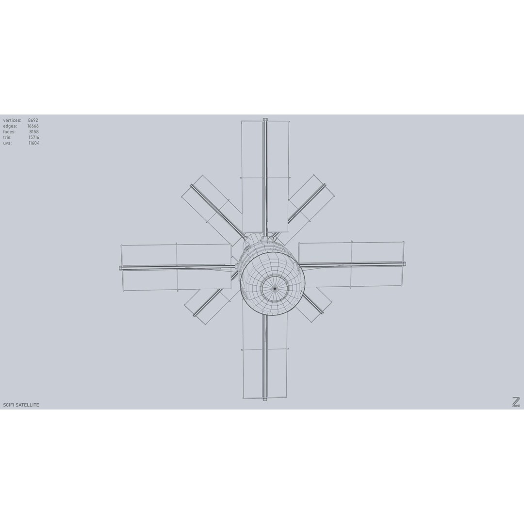 Sci-Fi Satellite 3D Model – Low Poly Game Asset, FBX & OBJ Formats - View 15