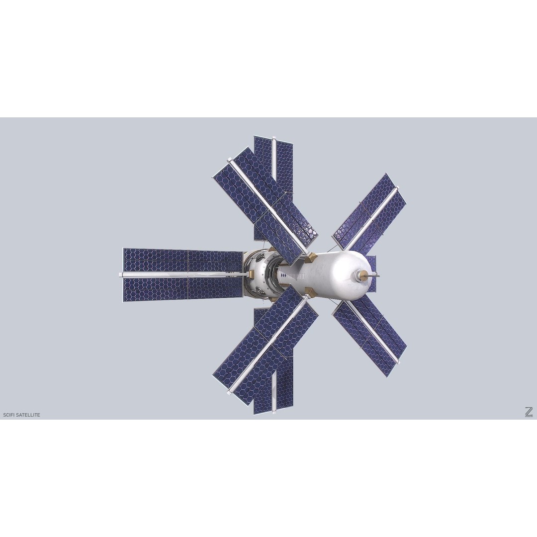 Sci-Fi Satellite 3D Model – Low Poly Game Asset, FBX & OBJ Formats - View 5