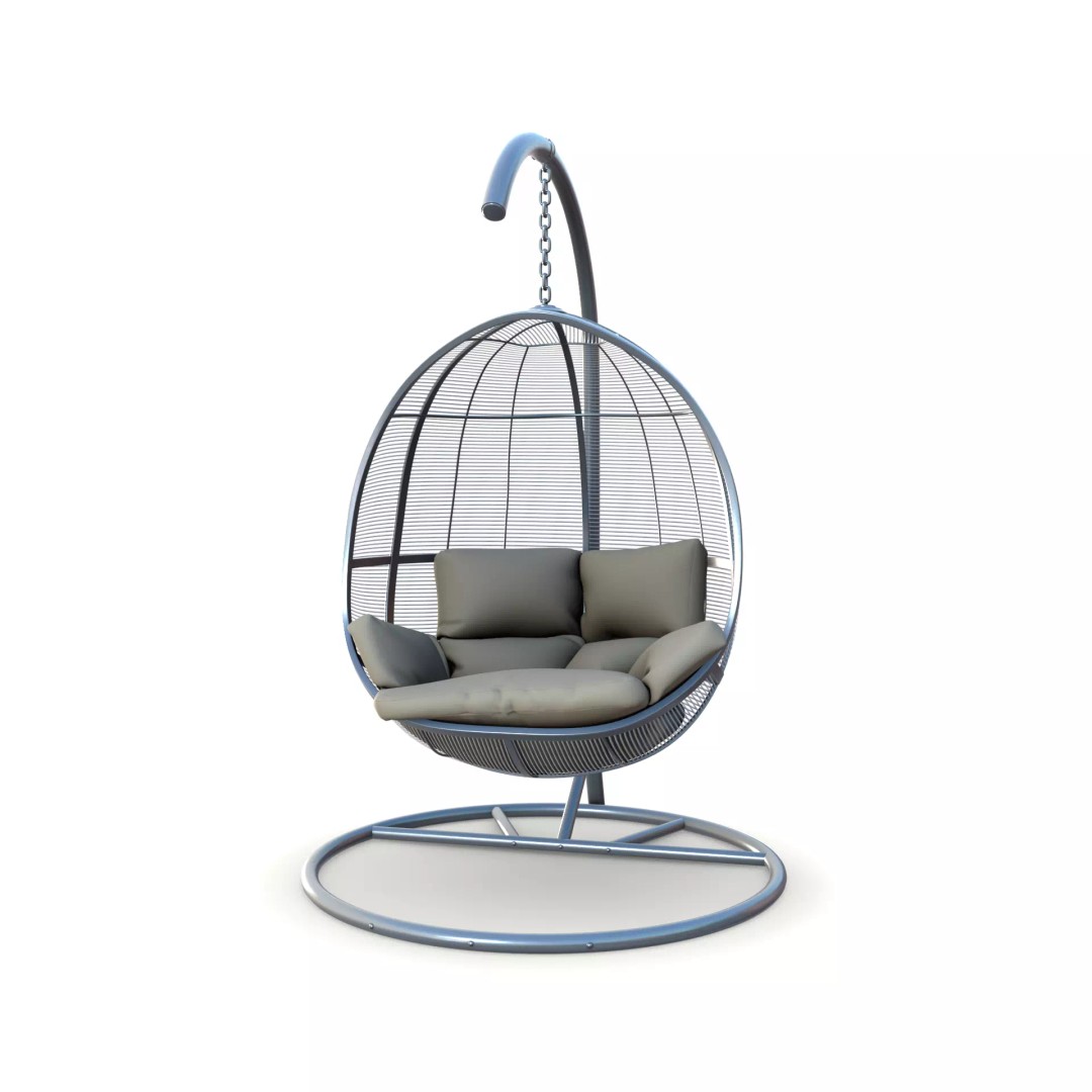 Swing Chair 3D Model – Low Poly Outdoor Furniture, FBX, OBJ - View 2