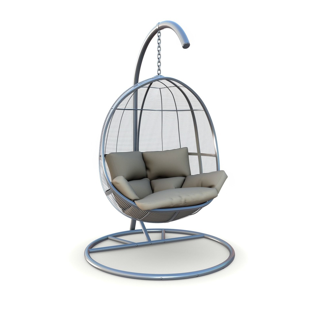 Swing Chair 3D Model – Low Poly Outdoor Furniture, FBX, OBJ - View 3
