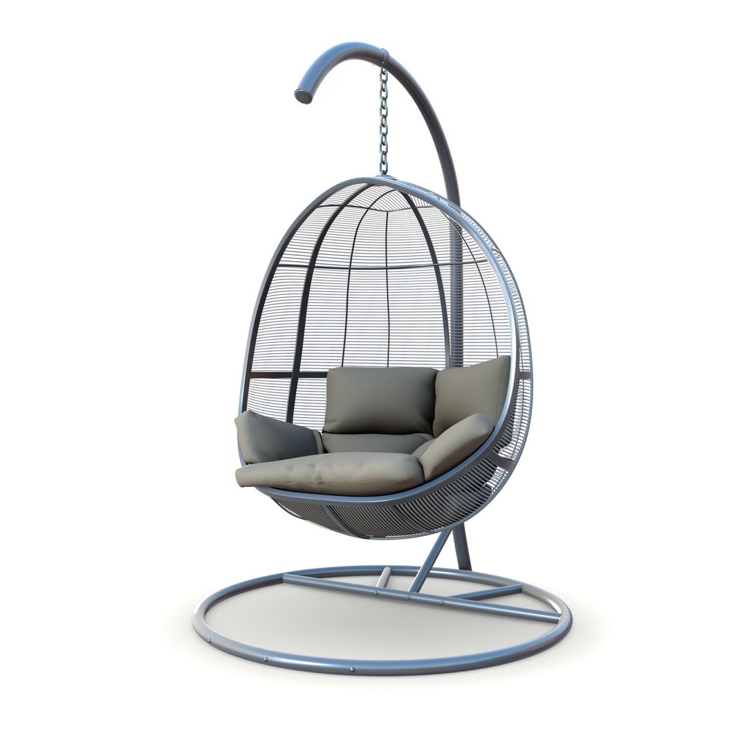 Swing Chair 3D Model – Low Poly Outdoor Furniture, FBX, OBJ - View 4